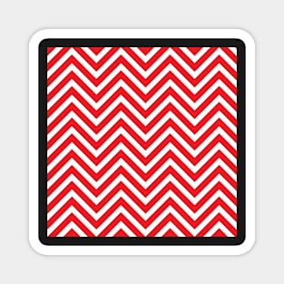 Red and White Chevron Pattern Magnet