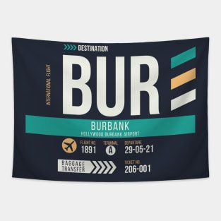 Burbank Hollywood (BUR) Airport Code Baggage Tag Tapestry