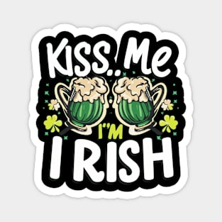 Saint Patrick's Day Shamrock Drinking Kiss Me I'm Irish Meme Magnet