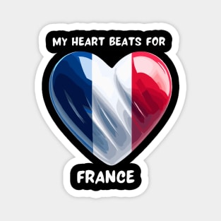 My Heart Beats For France Flag Magnet