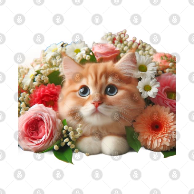 Floral Feline Fiesta: A Funny and Cute Cat's Whimsical Garden Adventure by Divineshopy