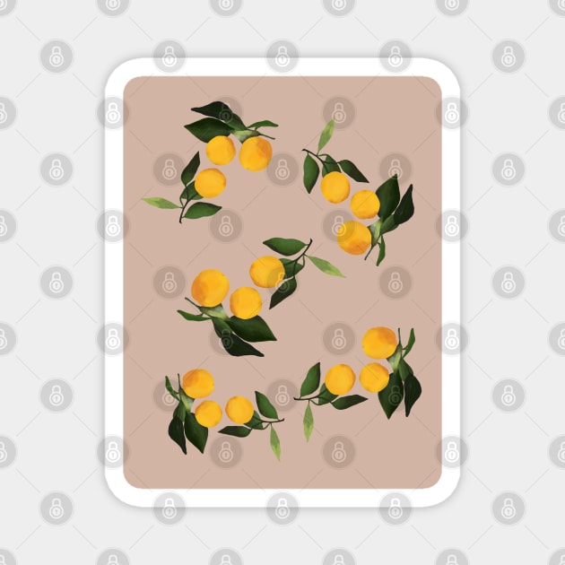 Lemons pattern mood happy citrus nude Magnet by Nastya Li