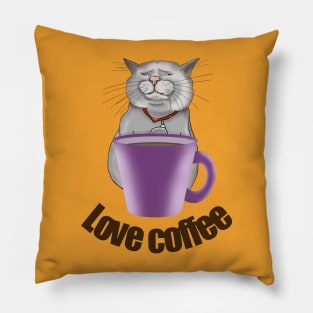 Love coffee Сat with a cup of coffee Coffee time Pillow