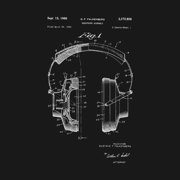 Headphones Patent / Headphones Patent Print, Hi Fi Headphones blueprint by Anodyle