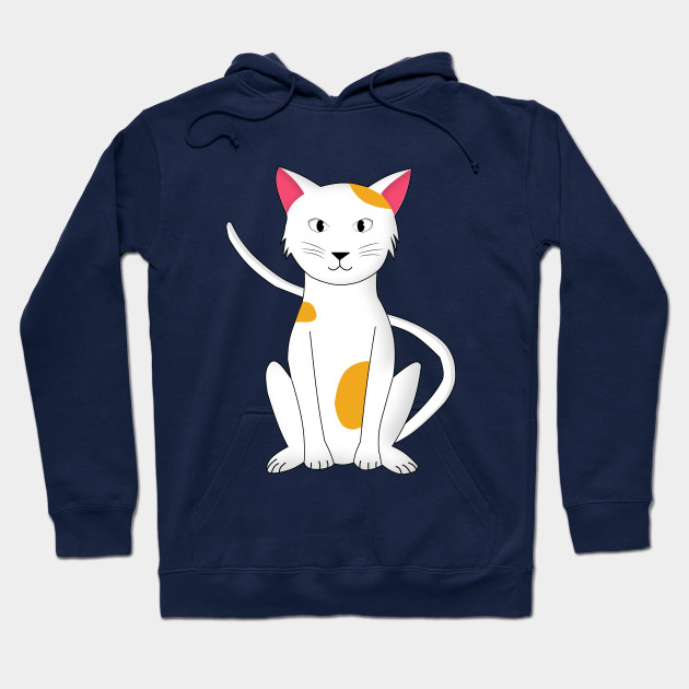 White Happy Cat With Orange Spots On Her Hair Cat Hoodie