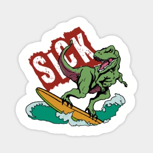 Sick T-rex surfing Magnet