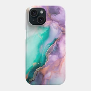 Emerald lavender and rose gold marble texture tile Phone Case