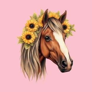 Horse with Sunflower crown T-Shirt