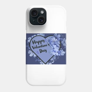 Happy Valentine's Day with Purple Heart and Flowers Phone Case