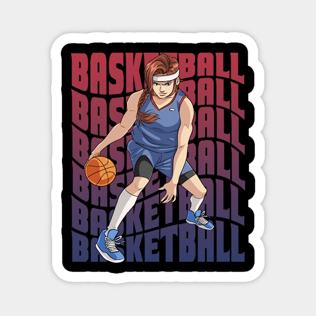 Women's Basketball I Play Like A Girl Female Dribbling Ball Magnet by Noseking