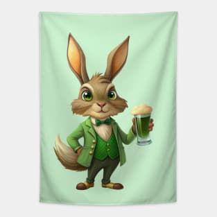 St. Patrick's Day Happy Hour: Pint-Holding Hare Tapestry