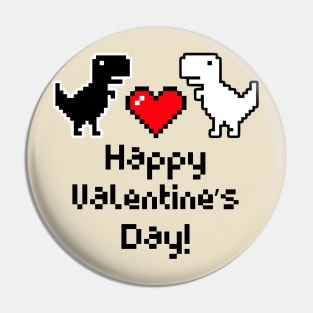 Happy Valentines Pixel Dinosaurs Pin