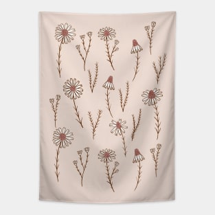 Delicate daisy flowers botanical pattern in dusty pink Tapestry