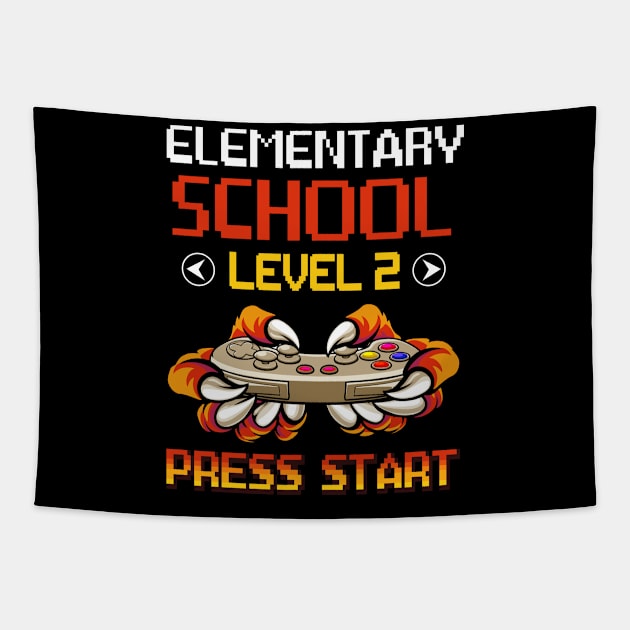 Elementary School Level 2 Press Start Back To School Tapestry by folidelarts