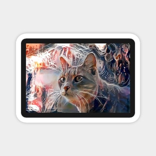 Trippy Space Cat - Psychedelic 60s Magnet