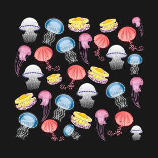 Jellyfishes of the Mediterranean Sea illustration colorful pattern T-Shirt