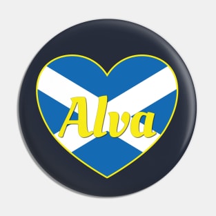 Alva Scotland UK Scotland Flag Heart Pin