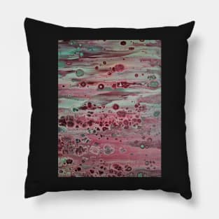 Alien Landscape Pink and Grey Pillow