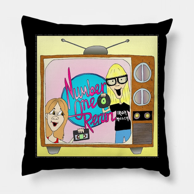 Number One Rerun logo Pillow by Number One Rerun