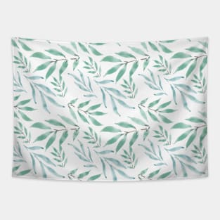 floral eucalyptus leaf watercolor pattern Tapestry