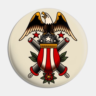 American Traditional Military Eagle & Artillary Motif Pin