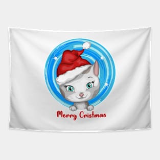 Christmas cute cartoon cat Tapestry