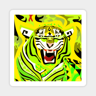 white tiger art in zentangle totonac ecopop in bright light Magnet