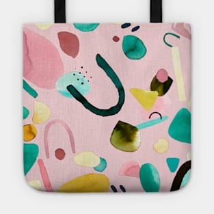 Geometric Organic Pieces PINK GREEN Tote