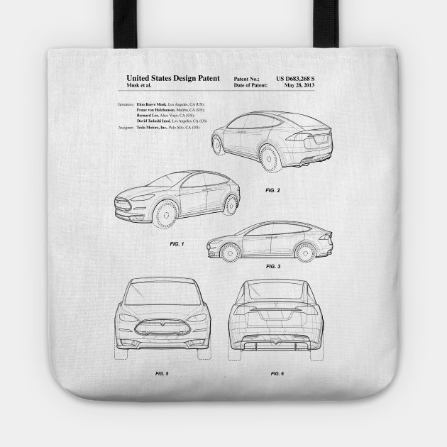 Tesla Model S Electric Car Vintage Patent Drawing