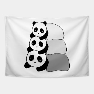 Sleepy Panda Stack (Grey, White Background) Tapestry