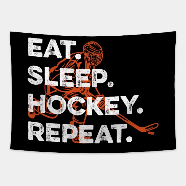 eat sleep hockey repeat Tapestry by DragonTees