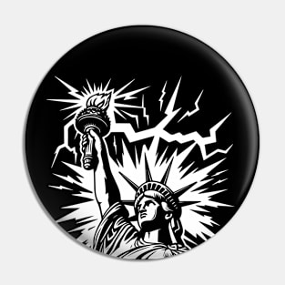 Retro Vintage NYC Lightning Strike The Statue Of Liberty Pin