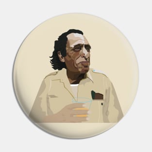 Bukowski's Spirit: Whiskey-Embraced Portrait and Literary Rebellion Pin