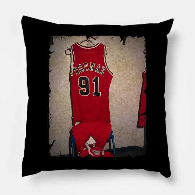 RODMAN #91 Jersey in Locker Room Pillow by MJ23STORE