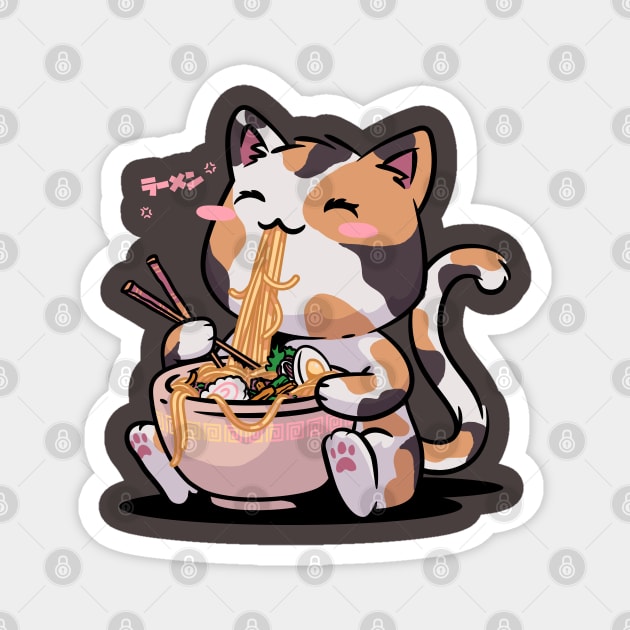 Kawaii Neko Cat Ramen Bowl Anime Otaku Color Cat Magnet by vo_maria