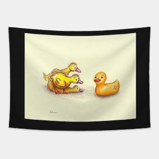 Little ducklings curious friend Tapestry