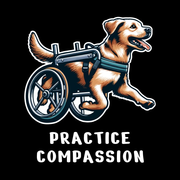 Inspirational Dog T-Shirt, Practice Compassion, Wheelchair Dog Tee, Animal Lover Gift Shirt, Pet Advocacy apparel by Cat In Orbit ®