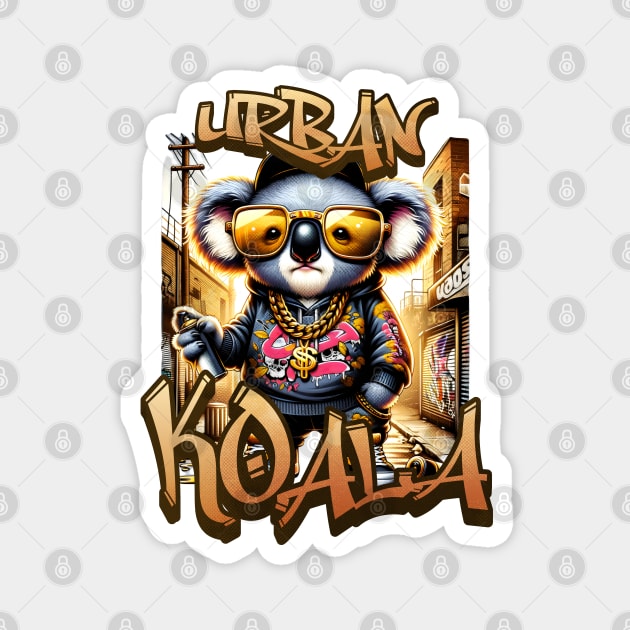 Urban Koala with Sunglasses - Hip-Hop Streetwear Aesthetic Animal Illustration Magnet by WarFX Designs