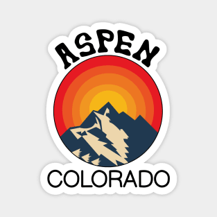 Aspen, Colorado, Colorado Lifestyle, Skiing, Snowboarding, Aspen Mountains, Retro Mountain Aspen Magnet