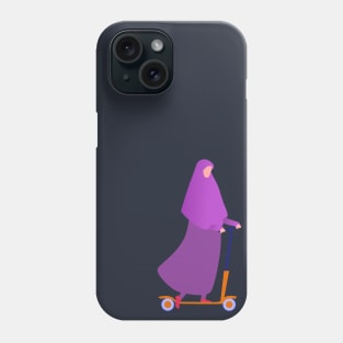 Muslim woman on scooter Phone Case