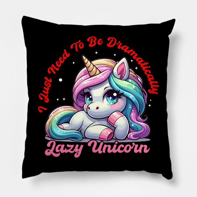 "Dramatically Lazy Unicorn" Pillow by WEARWORLD