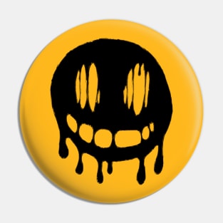 Smiley face melting (black) Pin