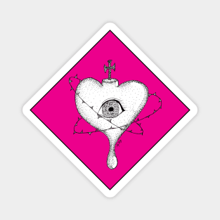 Sacred Heart on Pink Diamond Magnet