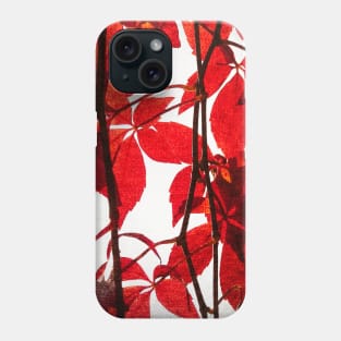 Red Leaves: Brilliant leafy pattern in scarlet and crimson with a canvas look Phone Case