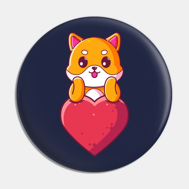 Cute dog shiba inu with big love. Gift for valentine's day with cute animal character illustration. Pin by Ardhsells