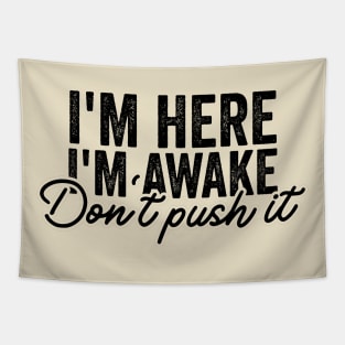 I'm Here I'm Awake Don't Push It Shirt, Funny Gamer Shirts With Sayings, Funny Birthday Tee Gift Tapestry