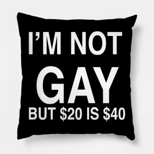 I’M NOT  GAY BUT $20 IS $40 Pillow