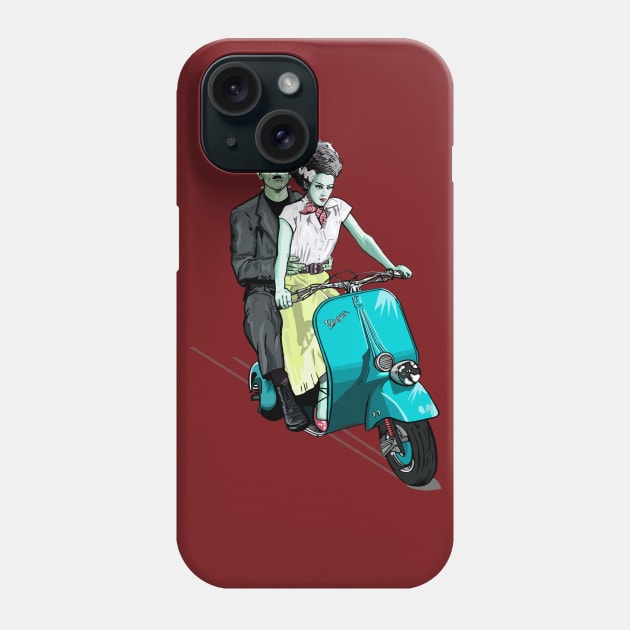 Frankenstein Holiday on scooter Phone Case by FanboyMuseum