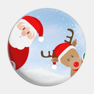 Curious Santa and Rudolf Pin