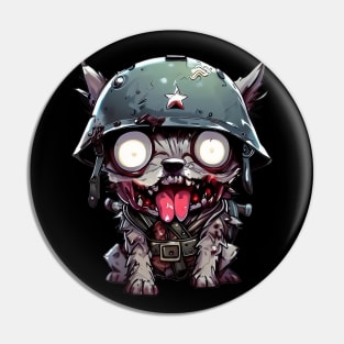 Spooky zombie dog soldier Pin